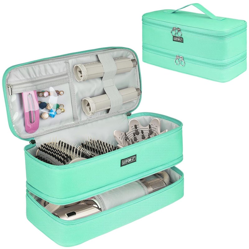 LEFORZ Travel Carrying Case Compatible with Shark Flexstyle/FlexFusion/Hair Dryer,Double-Layer Hair Hot Tools Storage Bag Fits for Dyson Airwrap Styler/Supersonic Hair Dryer and Attachments,Mint Green - Image 1